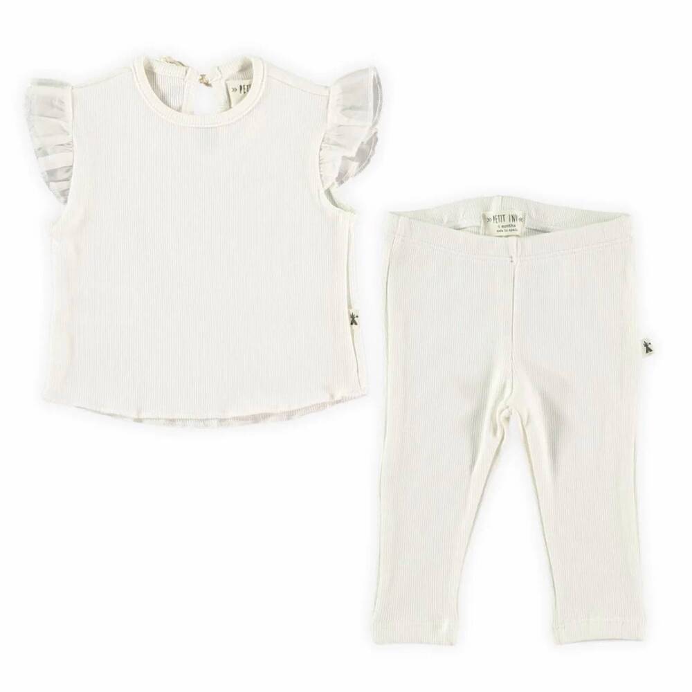 NEW PETIT INDI girl's ruffle top in white